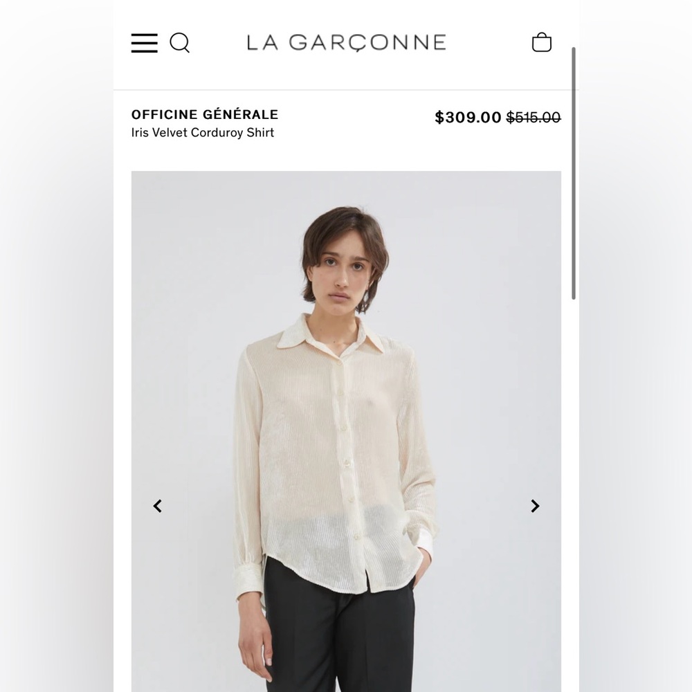 OFFICINE GENERALE $515 Designer Velvet Silk Corduroy Shirt Blouse Top Button Up - Picture 2 of 15